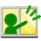 a graphic of a nebulous green figure waving through a window.